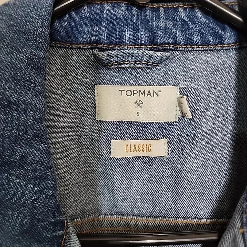 (Topshop)Topman Upcycled Denim Studded Jacket.  Size small - Picture 4 of 6